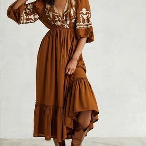 Open back and plunging neckline beaded maxi dress by Let Me Be